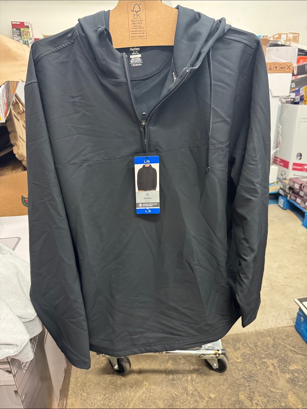 Hurley Black Hooded Lightweight Pullover Jacket